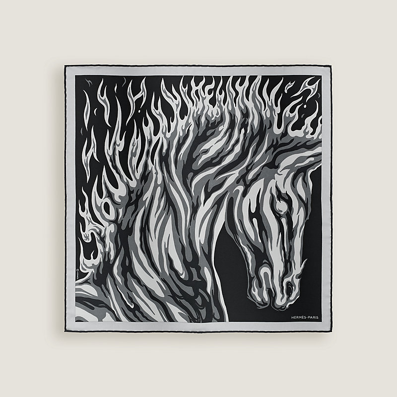 Cheval de Feu pocket square 45 - Beige | Hermès USA